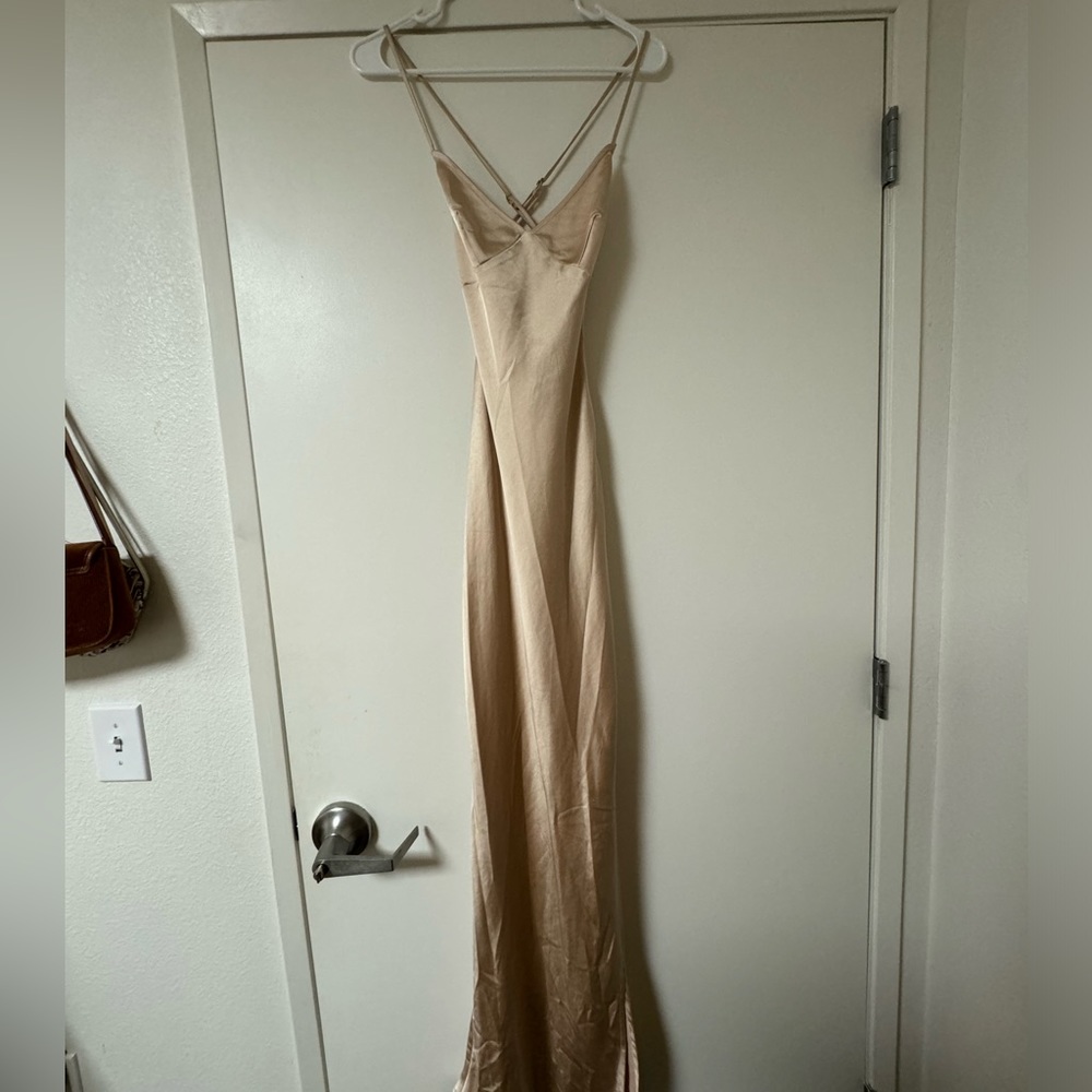 Satin Champagne Maxi Dress